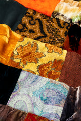 Vintage Zuzka Velvet Patchwork Shawl Collar Wrap Coat fabric detail