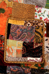 Vintage Zuzka Velvet Patchwork Shawl Collar Wrap Coat pocket detail