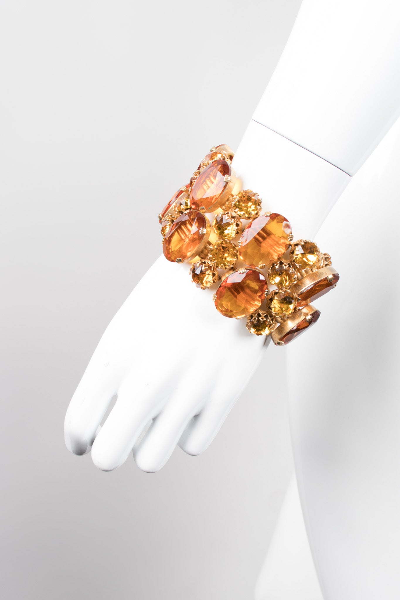 Vintage 60s Amber Crystal Jeweled Bracelet