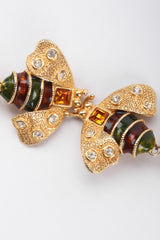 Recess Los Angeles Vintage Yosca Bee Pearl Drop Earrings Yellow Enameled Body Dotted Rhinestone Wings