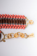 William De Lillo Coral Carved Abacus Bead Belt