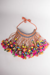 Ethnic Macrame Clay Bead Waterfall Bib Necklace