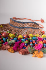 Ethnic Macrame Clay Bead Waterfall Bib Necklace