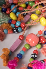 Ethnic Macrame Clay Bead Waterfall Bib Necklace