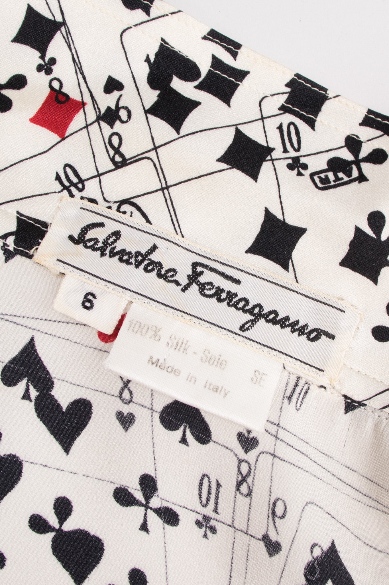 Salvatore Ferragamo Vintage Decked Out Playing Card Silk Shirt
