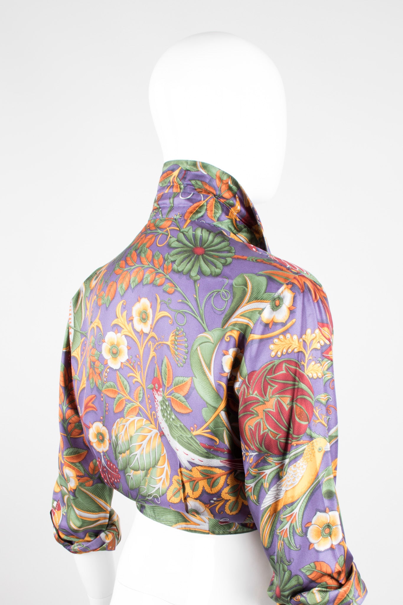 Salvatore Ferragamo Cropped Silk Print Tie Blouse