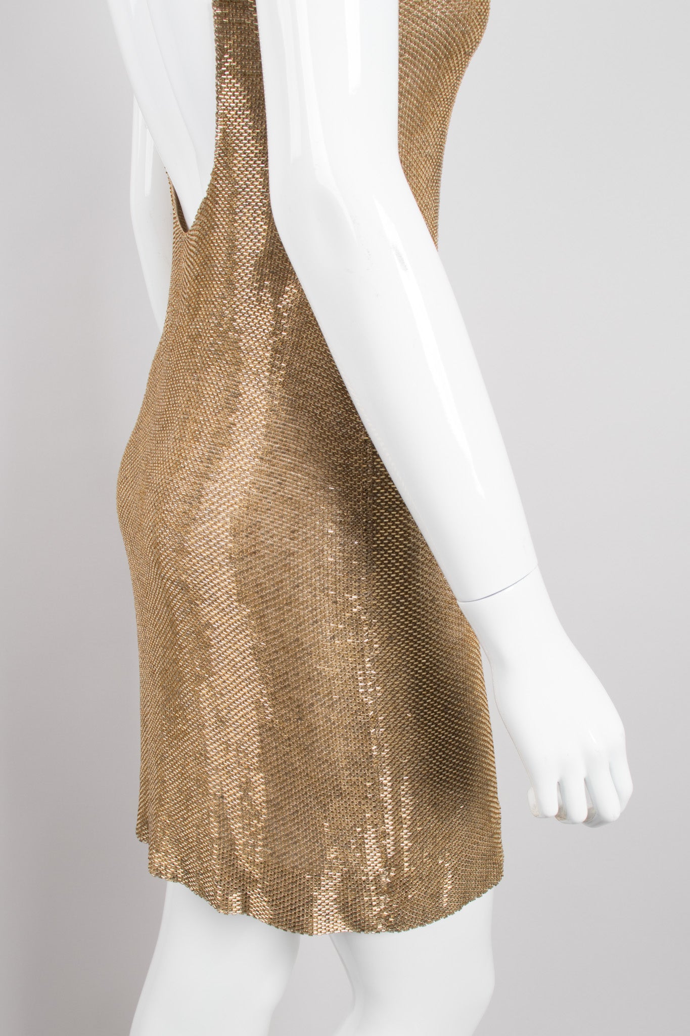 Fred Hayman Vintage Liquid Gold Backless Beaded Cocktail Dress