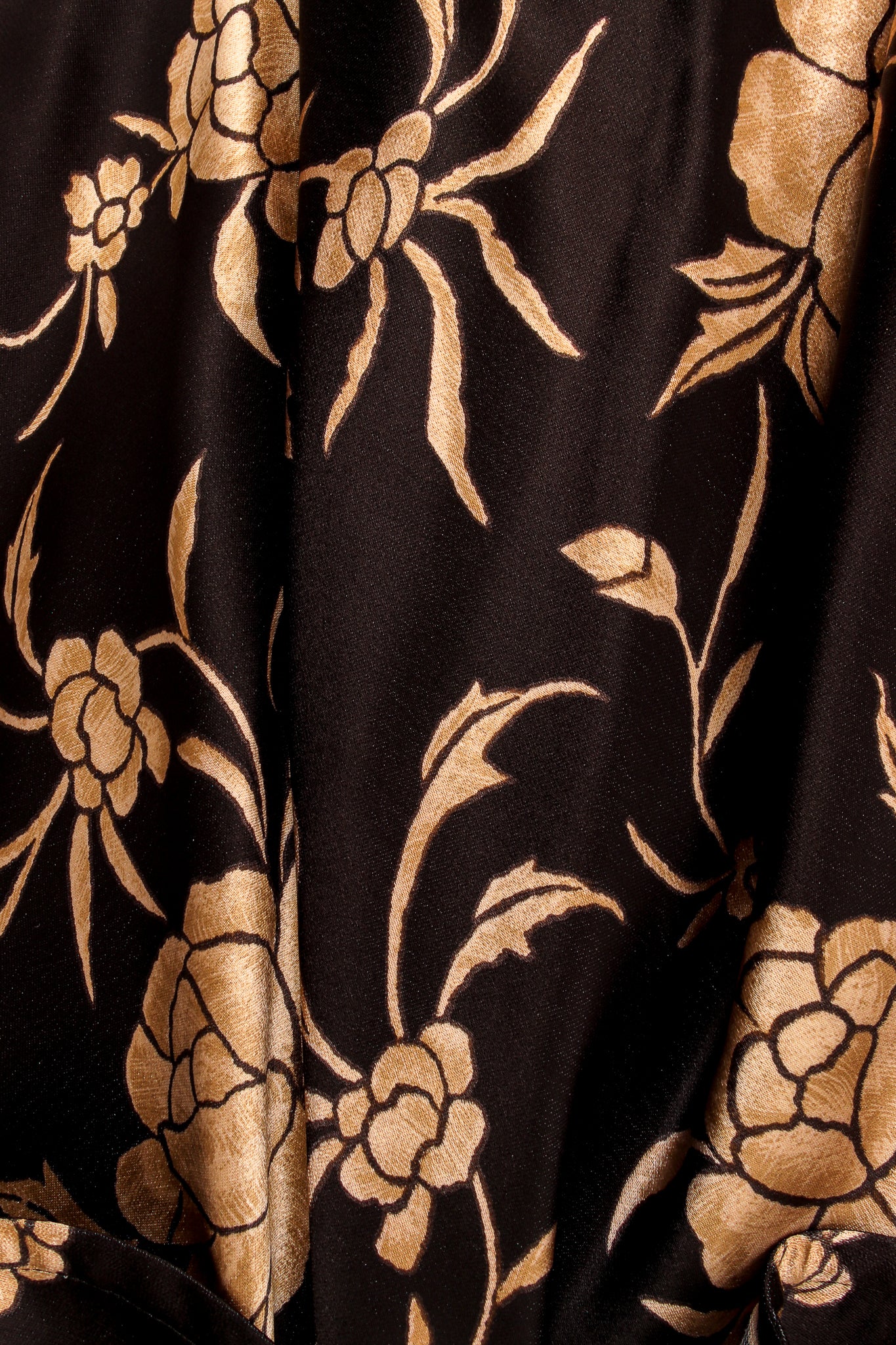 Vintage John Galliano Floral Satin Smocked Waist Dress fabric detail at Recess Los Angeles