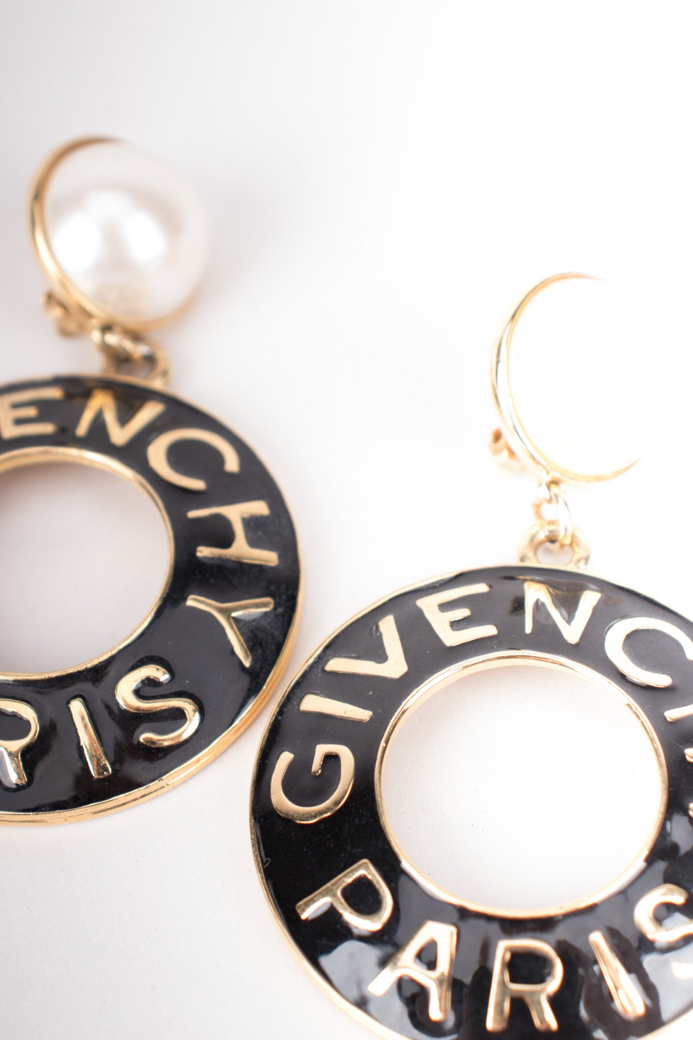 Givenchy Statement Enamel Pearl Drop Hoop Earrings