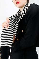 girl wearing Vintage Sonia Rykiel Chanel Style Boxy Jacket & Pant Suit with striped sweater at Recess