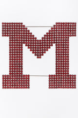 Recess Los Angeles Vintage Dorothy Bauer M Shaped Large Initial Red Rhinestone Pin