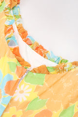 Recess Los Angeles Vintage Yellow Floral Chiffon Wide Leg Jumpsuit