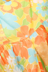 Recess Los Angeles Vintage Yellow Floral Chiffon Wide Leg Jumpsuit