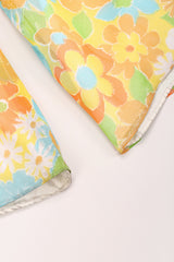 Recess Los Angeles Vintage Yellow Floral Chiffon Wide Leg Jumpsuit