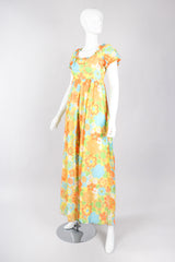 Recess Los Angeles Vintage Yellow Floral Chiffon Wide Leg Jumpsuit