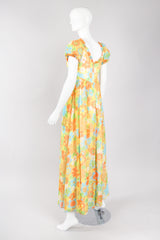 Recess Los Angeles Vintage Yellow Floral Chiffon Wide Leg Jumpsuit