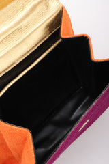 Recess Los Angeles Vintage Paloma Picasso Rare Purple Orange Color Block Hard Side Fabric Purse