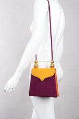Recess Los Angeles Vintage Paloma Picasso Rare Purple Orange Color Block Hard Side Fabric Purse