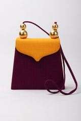 Recess Los Angeles Vintage Paloma Picasso Rare Purple Orange Color Block Hard Side Fabric Purse