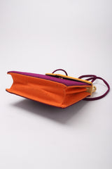 Recess Los Angeles Vintage Paloma Picasso Rare Purple Orange Color Block Hard Side Fabric Purse