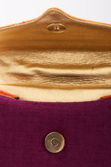 Recess Los Angeles Vintage Paloma Picasso Rare Purple Orange Color Block Hard Side Fabric Purse