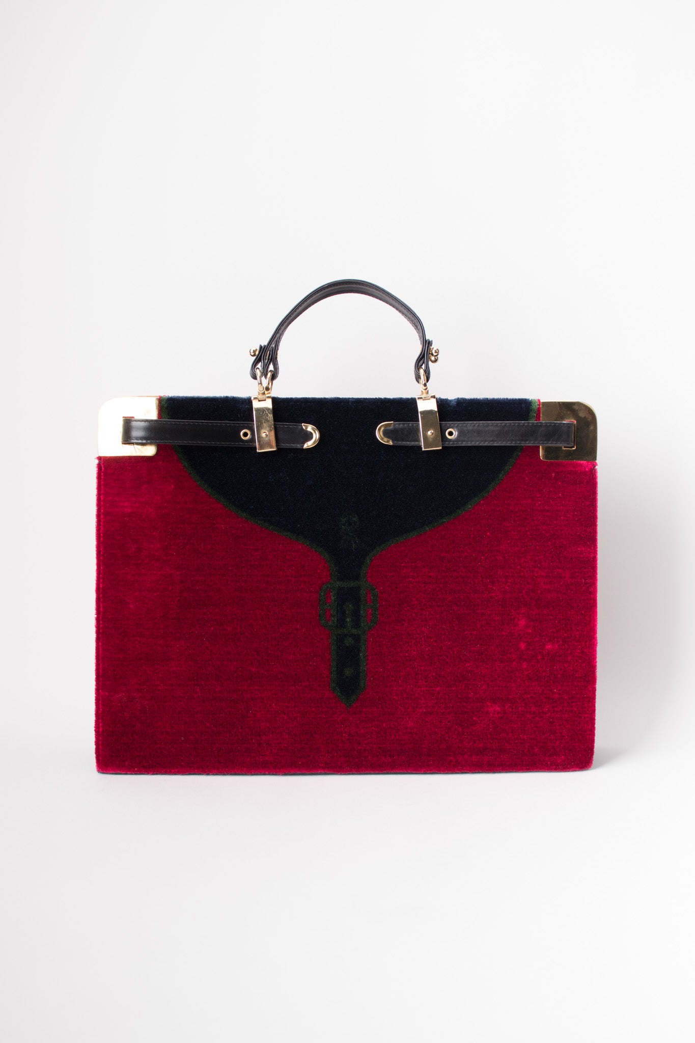Roberta Di Camerino Signature Vintage Colorblock Velvet Briefcase Laptop Bag Portfolio