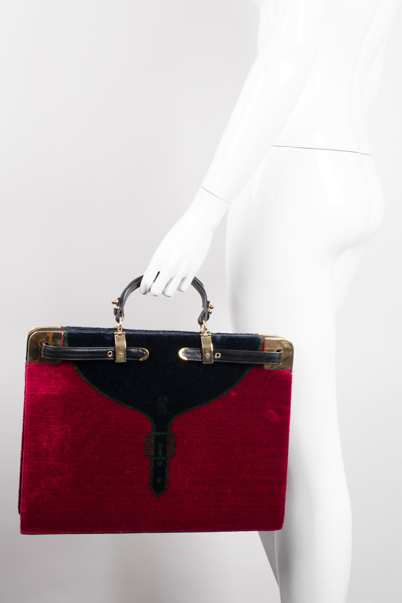 Roberta Di Camerino Signature Vintage Colorblock Velvet Briefcase Laptop Bag Portfolio