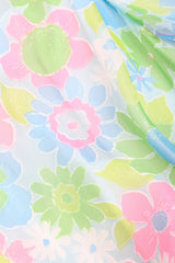 Recess Los Angeles Vintage Neon Blue Floral Chiffon Wide Leg Jumpsuit