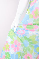 Recess Los Angeles Vintage Neon Blue Floral Chiffon Wide Leg Jumpsuit