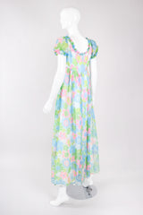 Recess Los Angeles Vintage Neon Blue Floral Chiffon Wide Leg Jumpsuit