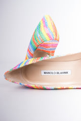 Manolo Blahnik Textured Fabric Watercolor Stripe Heels