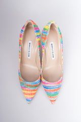 Manolo Blahnik Textured Fabric Watercolor Stripe Heels