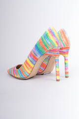 Manolo Blahnik Textured Fabric Watercolor Stripe Heels
