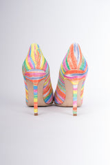 Manolo Blahnik Textured Fabric Watercolor Stripe Heels