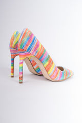 Manolo Blahnik Textured Fabric Watercolor Stripe Heels
