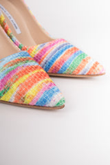 Manolo Blahnik Textured Fabric Watercolor Stripe Heels