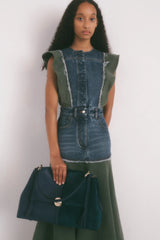 Chloé Denim Flare Dress on model from Chlo´e 2023 Pre Fall lookbook