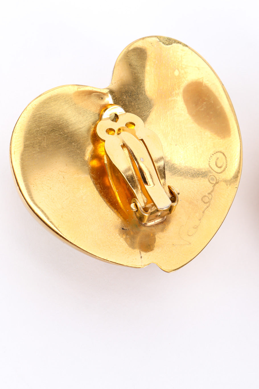 Vintage Steve Vaubel Abstract Heart Earrings signature closeup @Recessla