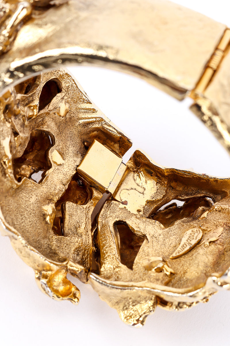 Vintage Tortolani Sculpted Zodiac Cuff Bracelet II inner view closeup @Recessla