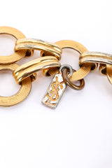 Vintage Yves Saint Laurent Double Chain Disc Belt signature tag closeup @Recessla