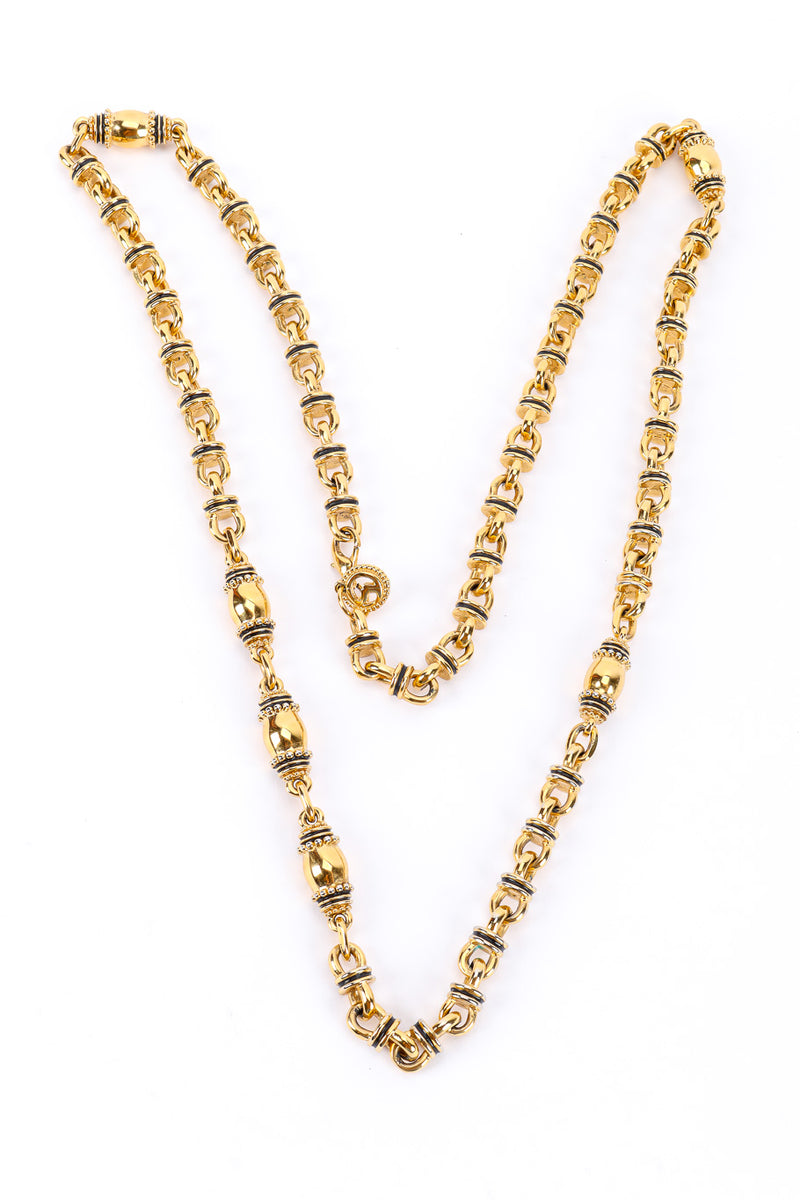 Column Link Chain Necklace on white background  clasped in v shape @recessla