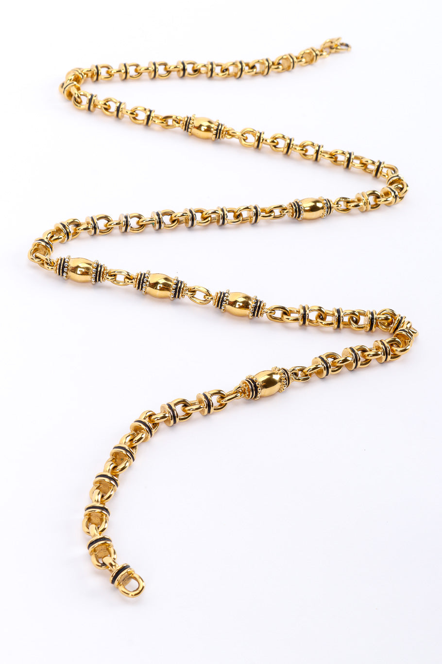 Column Link Chain Necklace on white background unclasped in zig zag @recessla