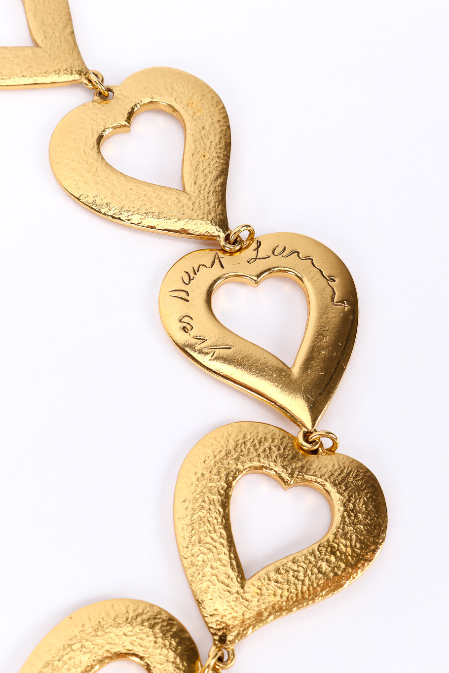 Vintage Yves Saint Laurent Heart Pendant Collar Necklace signature closeup @Recessla