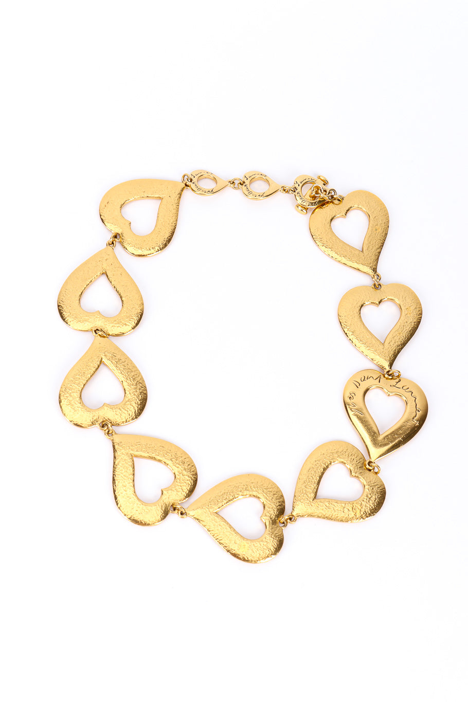Vintage Yves Saint Laurent Heart Pendant Collar Necklace full front view @Recessla