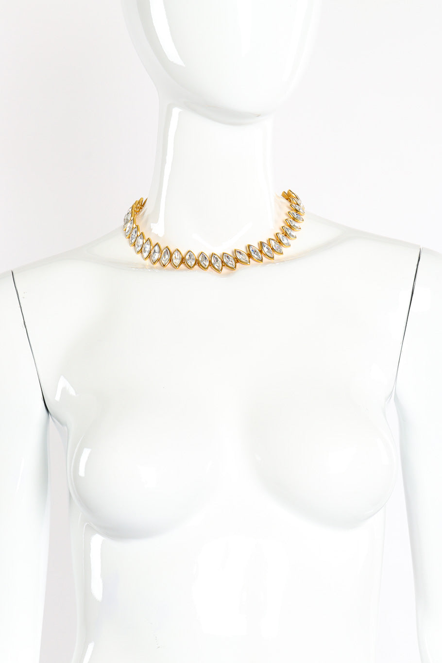 Vintage Napier Crystal Marquise Collar Necklace on mannequin @Recessla