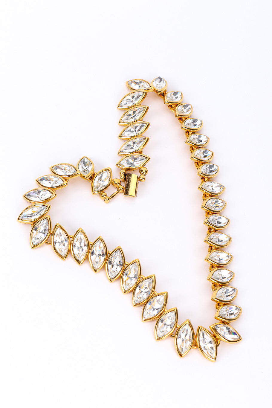 Vintage Napier Crystal Marquise Collar Necklace full front view @Recessla