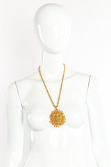 Vintage Tancer II Brutalist Lion Medallion Necklace on mannequin @Recessla