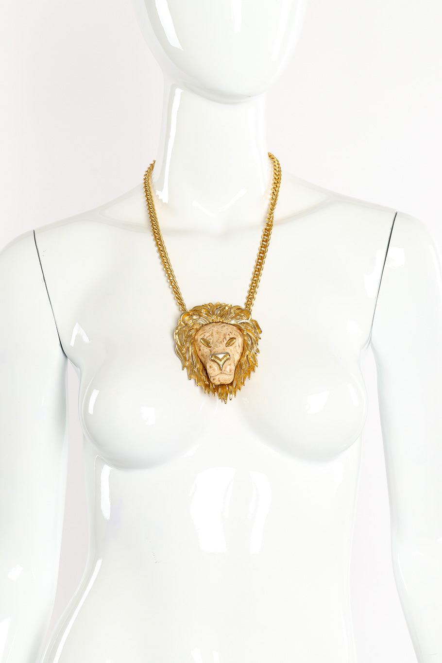 Vintage Luca Razza Lion Head Pendant Necklace on mannequin @Recessla