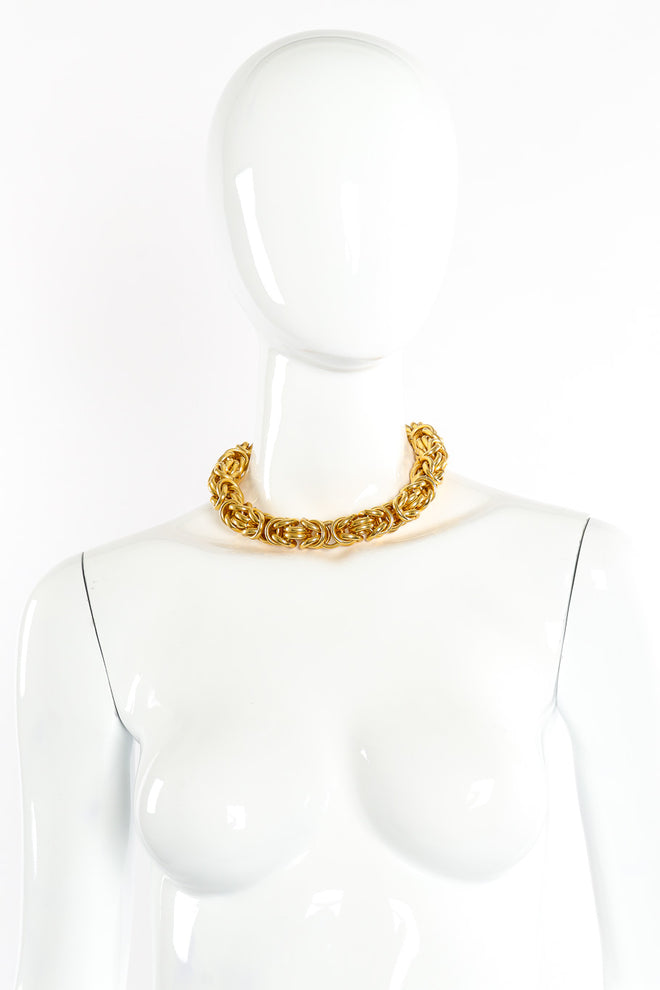 Vintage Chunky Byzantine Link Choker Necklace on mannequin @Recessla