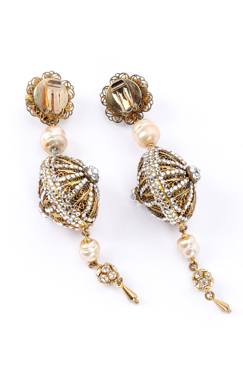 Vintage Filigree Dome Drop Earrings 3/4 view @Recessla